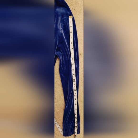 Fila Blue Velour Half Zip Hoodie w Black Logo. - Picture 10 of 14